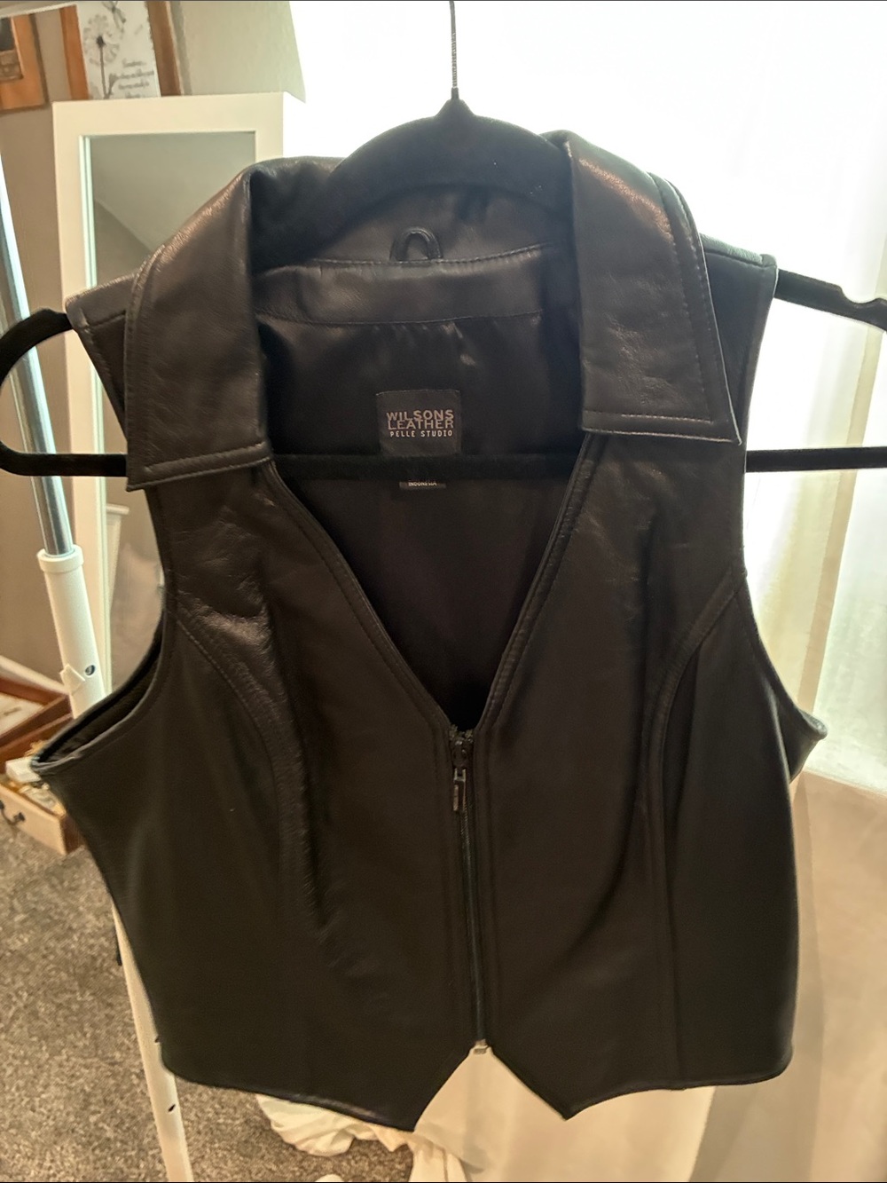 Wilsons Leather Black Women's Leather Zip Vest